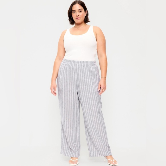 🆕 Old Navy Women's High-Waisted Linen-Blend Wide-Leg Pants - Picture 7 of 16